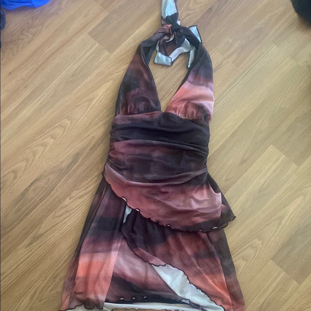 Chic Brown and Black Halter Sundress